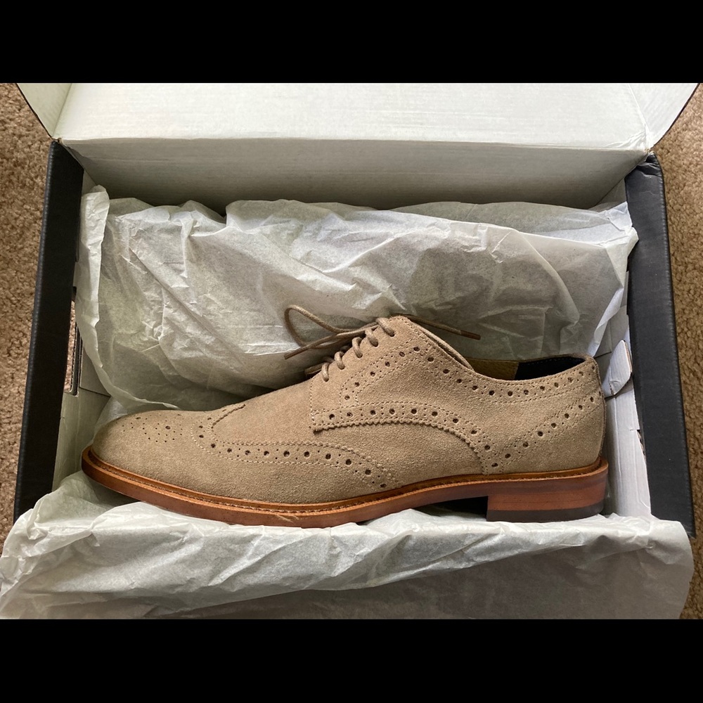 Sz 8 BR Suede Brogue Oxfords (Sand/Taupe) - $30